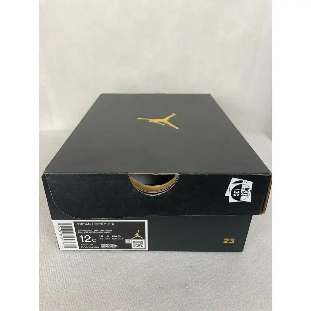 Jordan 2 Retro White Cement Grey Toddler Sneakers 12c